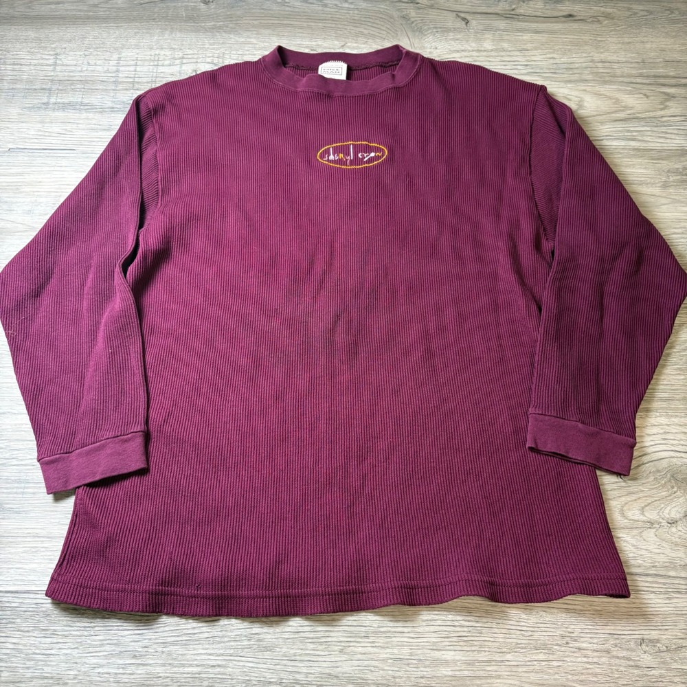 Nice Man Sheryl Crow Long Sleeve XL Maroon Ribbed Thermal Vintage 90s USA Made